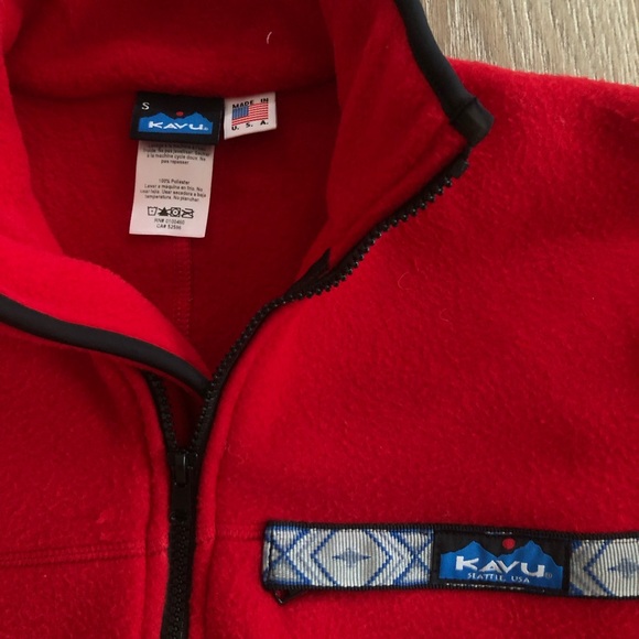 Kavu Mens 1/2-Zip Fleece Pullover size Small color Red made in the USA - Picture 2 of 6